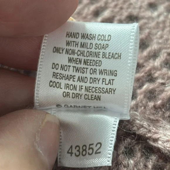 Garnet Hill 100% Cashmere Pointelle Knit Open Front Cardigan Sweater Lavender L - Picture 5 of 6